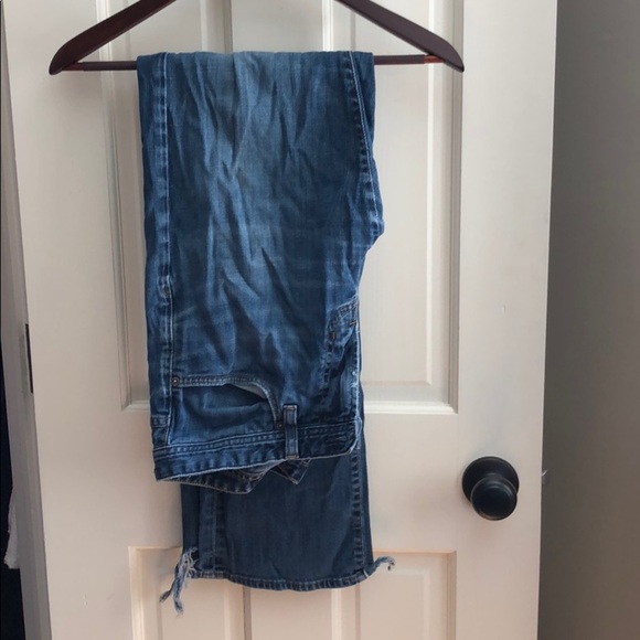 329. Men’s Adriano Goldschmied vintage distressed straight leg denim blue jeans - Picture 2 of 8